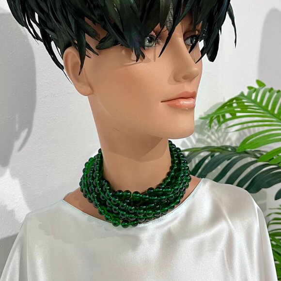 Chanel Vintage Seven Strand Green Gripoix Necklace - Picture 2 of 10